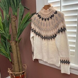 Women's Patterned Sweater - Cream and Black